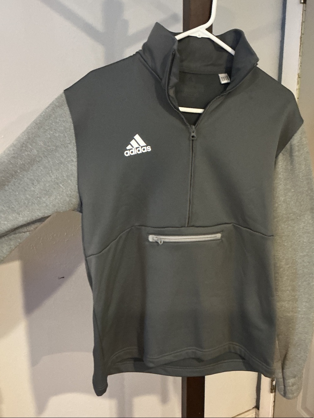 adidas Men’s Dark Gray and Light Gray Half-Zip Pullover